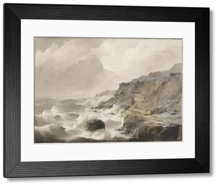Framed Print : Rocky coast at Boulogne sur Mer, 1829. Creator: Petrus Johannes Schotel Framed Print : Rocky coast at Boulogne sur Mer, 1829. Creator: Petrus Johannes Schotel