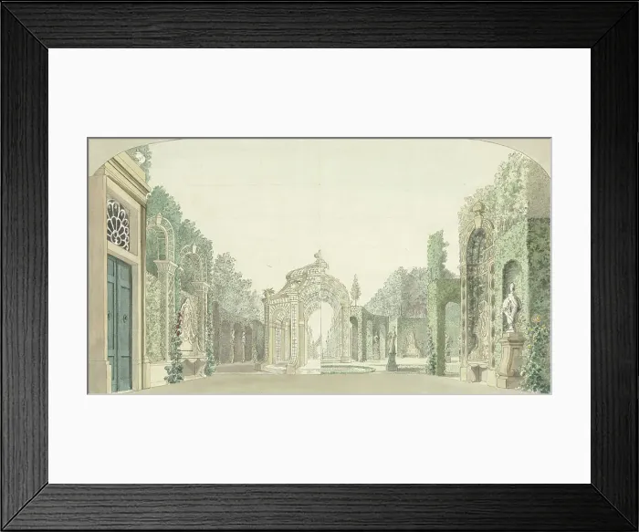 Framed Print : Design for a theater decor with a garden, c.1727-c.1780. Creator: Pieter Barbiers Framed Print : Design for a theater decor with a garden, c.1727-c.1780. Creator: Pieter Barbiers