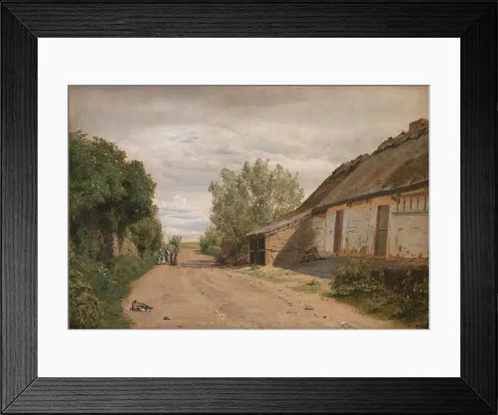 Framed Print : The Outskirts of the Village of Vejby. By the Roadside the Painter J.Th. Lundbye Sketching, 1843. Creator: Peter Christian Thamsen Skovgaard Framed Print : The Outskirts of the Village of Vejby. By the Roadside the Painter J.Th. Lundbye Sketching, 1843. Creator: Peter Christian Thamsen Skovgaard