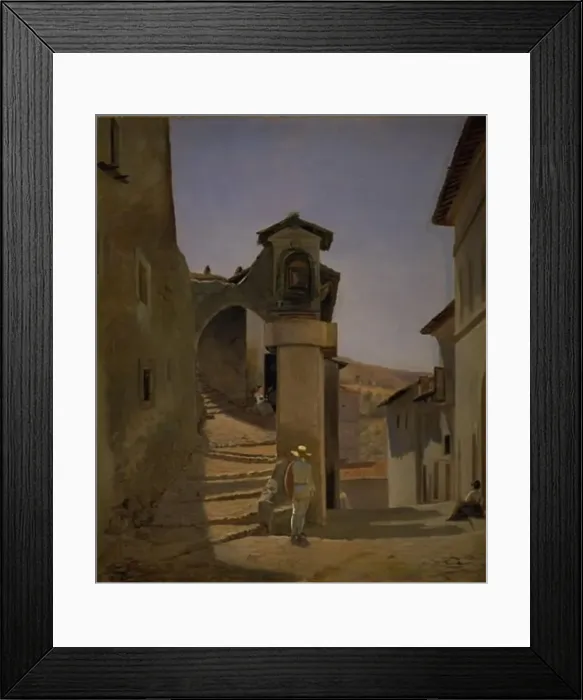 Framed Print : Street Scene in Subiaco, Italy;A Street Scene. Subiaco. Study, 1844. Creator: Julius Friedlaender Framed Print : Street Scene in Subiaco, Italy;A Street Scene. Subiaco. Study, 1844. Creator: Julius Friedlaender