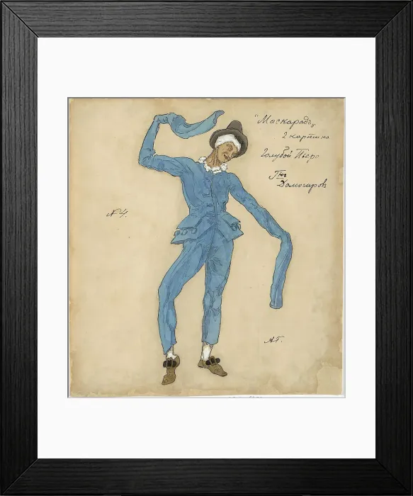 Framed Print : Costume design for the play The Masquerade by M. Lermontov, 1917. Creator: Golovin, Alexander Yakovlevich (1863-1930)