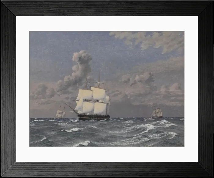 Framed Print : A Frigate and some other Ships Cruising, 1845. Creator: CW Eckersberg Framed Print : A Frigate and some other Ships Cruising, 1845. Creator: CW Eckersberg