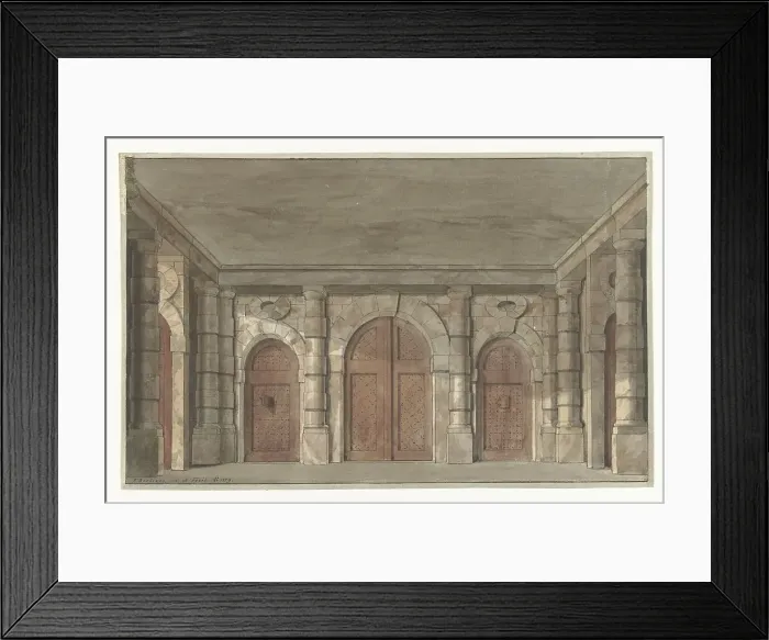Framed Print : Design for a stage set for a prison vestibule, 1779. Creator: Pieter Barbiers Framed Print : Design for a stage set for a prison vestibule, 1779. Creator: Pieter Barbiers
