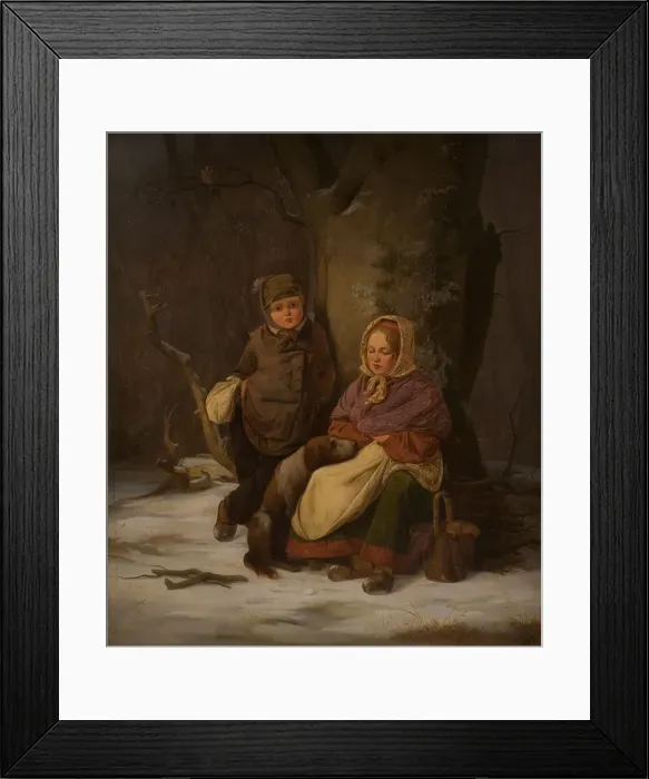 Framed Print : Two poor children, 1845. Creator: Peter Julius Larsen Framed Print : Two poor children, 1845. Creator: Peter Julius Larsen