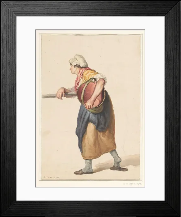 Framed Print : Standing woman with a bucket under her arm, 1790-1852. Creator: Pieter Christoffel Wonder Framed Print : Standing woman with a bucket under her arm, 1790-1852. Creator: Pieter Christoffel Wonder