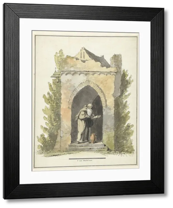Framed Print : Hermit in front of a stone chapel, c.1782-c.1837. Creator: Pieter Bartholomeusz. Barbiers Framed Print : Hermit in front of a stone chapel, c.1782-c.1837. Creator: Pieter Bartholomeusz. Barbiers