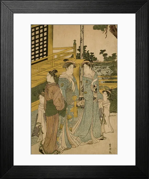 Framed Print : Two Courtesans and Kamuro, 19th century. Creator: Utagawa Toyokuni II Framed Print : Two Courtesans and Kamuro, 19th century. Creator: Utagawa Toyokuni II