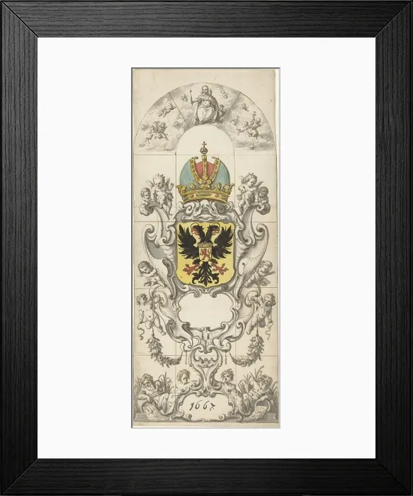Framed Print : Design for stained glass window 10 donated by the Rijnland Water Board, 1667. Creator: Pieter Jansz Framed Print : Design for stained glass window 10 donated by the Rijnland Water Board, 1667. Creator: Pieter Jansz