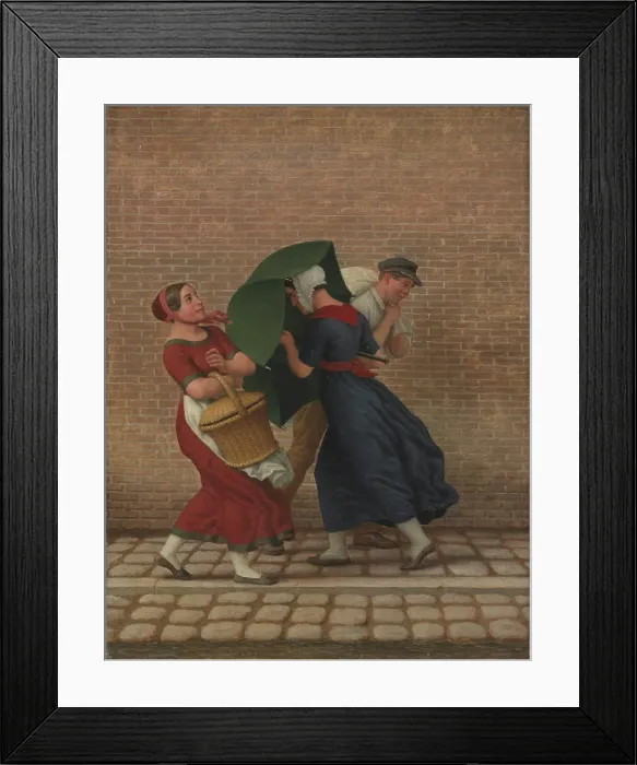 Framed Print : Street Scene in Windy and Rainy Weather, 1846. Creator: CW Eckersberg Framed Print : Street Scene in Windy and Rainy Weather, 1846. Creator: CW Eckersberg