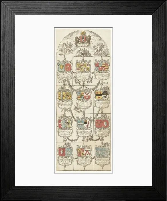 Framed Print : Design for stained glass window 14 donated by the mayors and councils of Amsterdam, 1666. Creator: Pieter Jansz Framed Print : Design for stained glass window 14 donated by the mayors and councils of Amsterdam, 1666. Creator: Pieter Jansz