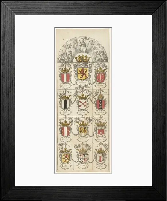 Framed Print : Design for stained glass window 9 donated by the cities of Holland, 1665-1667. Creator: Pieter Jansz Framed Print : Design for stained glass window 9 donated by the cities of Holland, 1665-1667. Creator: Pieter Jansz
