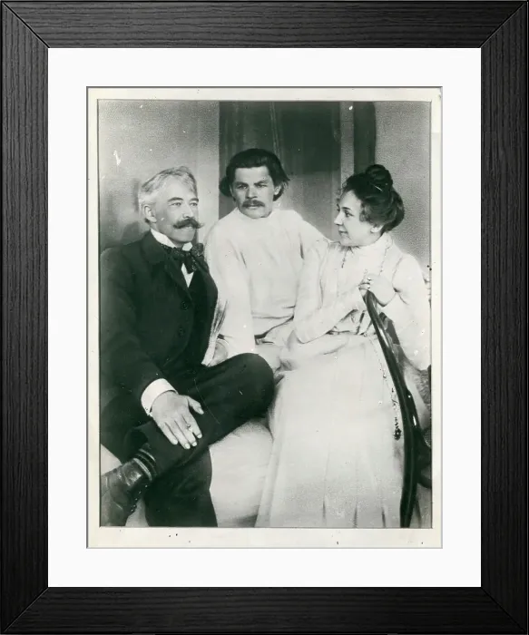 Framed Print : Konstantin Stanislavsky, Maxim Gorky and Maria Lilina, 1902. Creator: Anonymous Framed Print : Konstantin Stanislavsky, Maxim Gorky and Maria Lilina, 1902. Creator: Anonymous