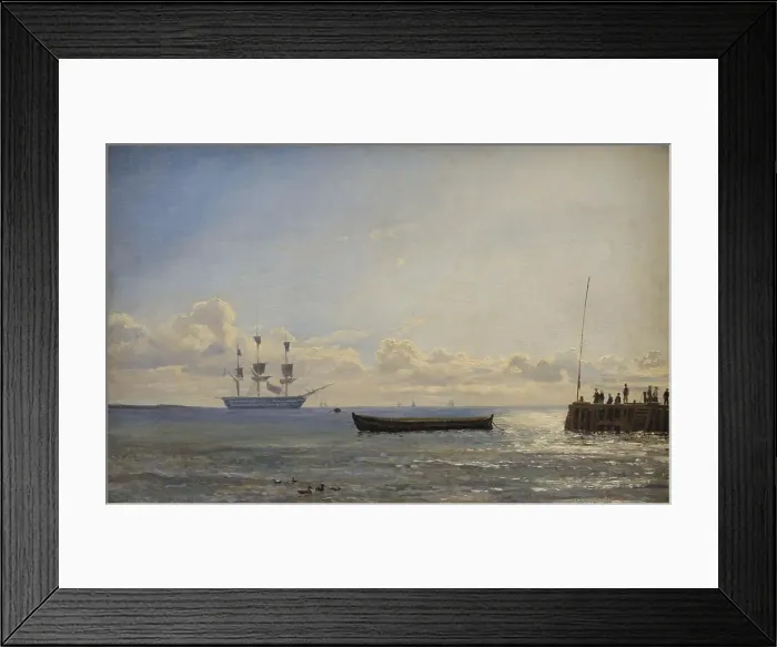 Framed Print : A Ship of the Line at Anchor, 1847. Creator: Emanuel Larsen Framed Print : A Ship of the Line at Anchor, 1847. Creator: Emanuel Larsen