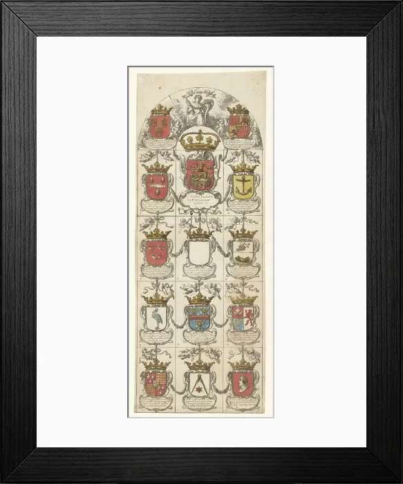 Framed Print : Design for stained glass window 4 donated by the Admiralty College of Amsterdam, 1666-1669 Creator: Pieter Jansz Framed Print : Design for stained glass window 4 donated by the Admiralty College of Amsterdam, 1666-1669 Creator: Pieter Jansz
