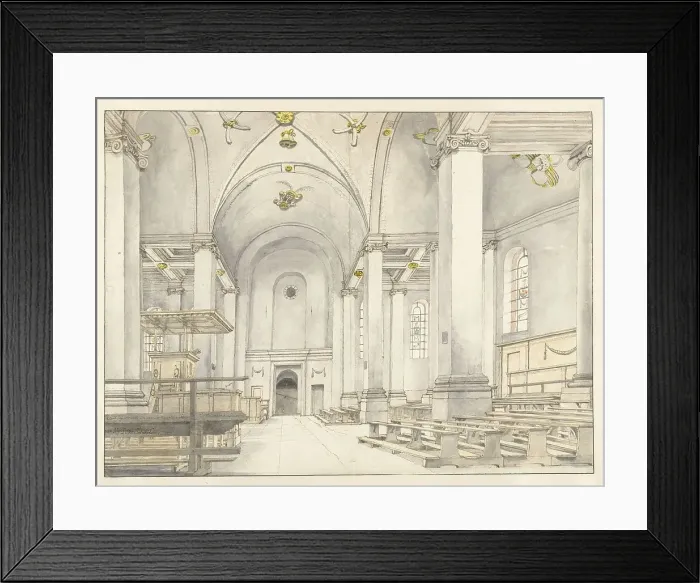 Framed Print : View of the Nave of the Nieuwe Kerk, Haarlem, Looking West, 1650. Creator: Pieter Jansz Saenredam Framed Print : View of the Nave of the Nieuwe Kerk, Haarlem, Looking West, 1650. Creator: Pieter Jansz Saenredam
