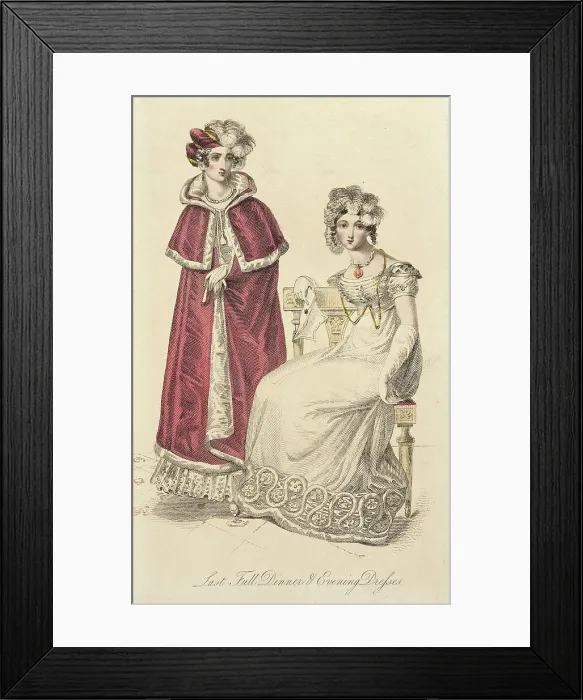 Framed Print : Fashion Plate (Last Full Dinner and Evening Dresses), 1822. Creator: Unknown Framed Print : Fashion Plate (Last Full Dinner and Evening Dresses), 1822. Creator: Unknown