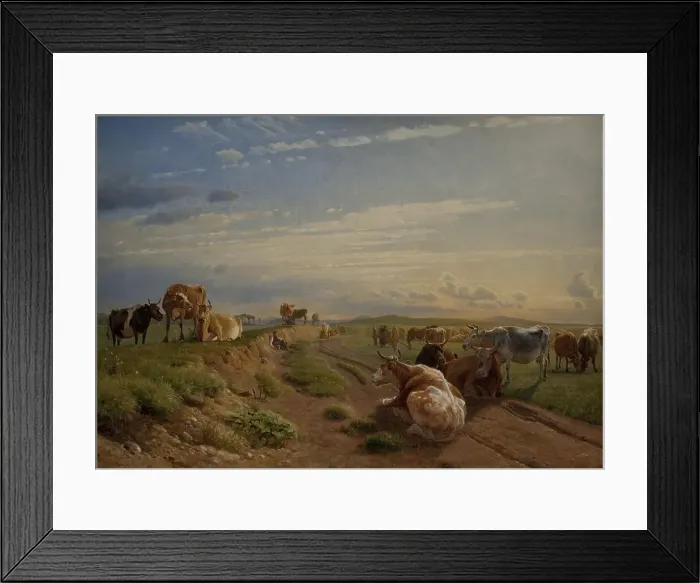 Framed Print : A Milking Place near Vognserup Manor, Zealand, 1847. Creator: Johan Thomas Lundbye Framed Print : A Milking Place near Vognserup Manor, Zealand, 1847. Creator: Johan Thomas Lundbye