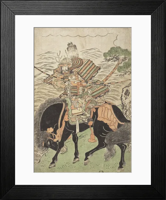 Framed Print : Warrior Mounted on a Black Horse (image 1 of 2), c1780s. Creator: Kitao Shigemasa Framed Print : Warrior Mounted on a Black Horse (image 1 of 2), c1780s. Creator: Kitao Shigemasa