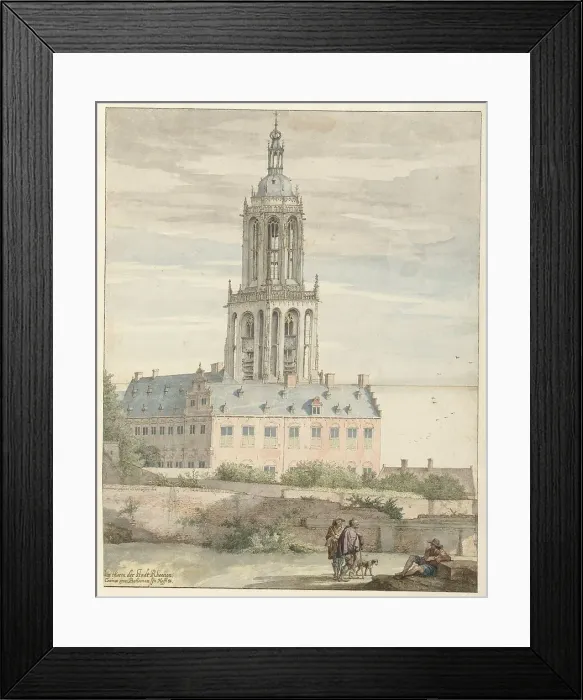 Framed Print : View of the Palace of Frederik V, Elector Palatine, and the Sint-Cunerakerk, Rhenen, 1644. Creator: Pieter Jansz Saenredam Framed Print : View of the Palace of Frederik V, Elector Palatine, and the Sint-Cunerakerk, Rhenen, 1644. Creator: Pieter Jansz Saenredam