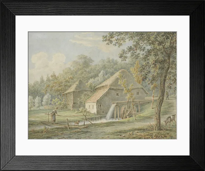 Framed Print : Landscape with water mill, 1789-1859. Creator: Pieter de Goeje