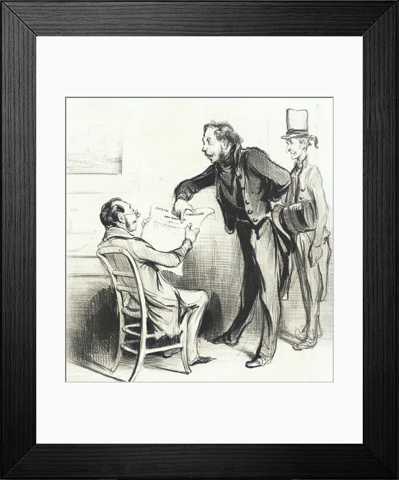 Framed Print : Oui, Monsieur, moyennant un petit abonnement à notre assurance.. 1838. Creator: Honore Daumier Framed Print : Oui, Monsieur, moyennant un petit abonnement à notre assurance.. 1838. Creator: Honore Daumier