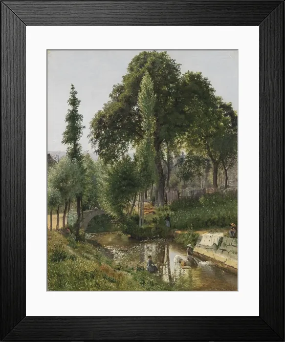 Framed Print : Savoy Landscape. Women Washing Clothes in the River, 1850. Creator: Vilhelm Kyhn Framed Print : Savoy Landscape. Women Washing Clothes in the River, 1850. Creator: Vilhelm Kyhn