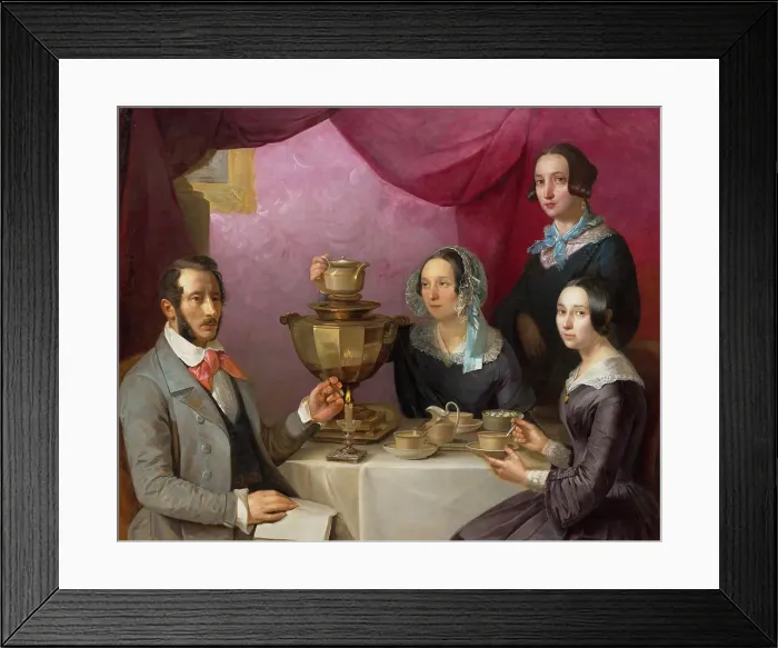 Framed Print : Family portrait, 1844. Creator: Myagkov, Timophey Egorovich (1811-1865) Framed Print : Family portrait, 1844. Creator: Myagkov, Timophey Egorovich (1811-1865)