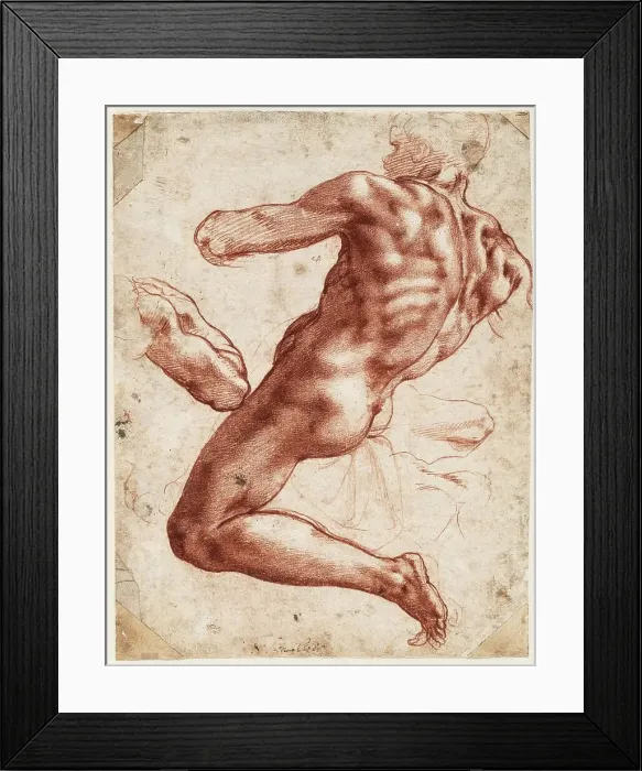 Framed Print : Seated male nude, 1511. Creator: Buonarroti, Michelangelo (1475-1564) Framed Print : Seated male nude, 1511. Creator: Buonarroti, Michelangelo (1475-1564)
