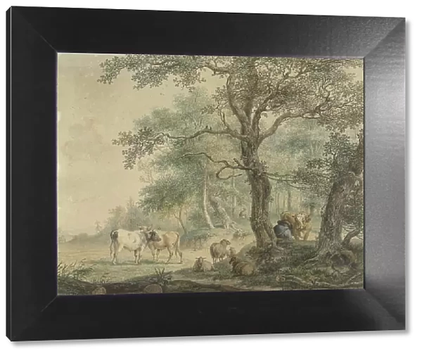 Landscape with two shepherds with cattle, 1797. Creator: Pieter Gerardus van Os