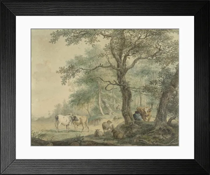 Framed Print : Landscape with two shepherds with cattle, 1797. Creator: Pieter Gerardus van Os Framed Print : Landscape with two shepherds with cattle, 1797. Creator: Pieter Gerardus van Os
