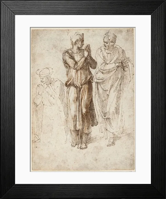 Framed Print : Three draped figures, with hands joined, 1496-1503. Creator: Buonarroti, Michelangelo (1475-1564) Framed Print : Three draped figures, with hands joined, 1496-1503. Creator: Buonarroti, Michelangelo (1475-1564)
