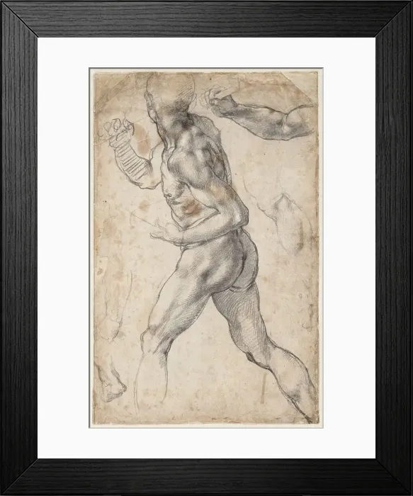 Framed Print : Study of a striding male nude, 1504 or 1506. Creator: Buonarroti, Michelangelo (1475-1564) Framed Print : Study of a striding male nude, 1504 or 1506. Creator: Buonarroti, Michelangelo (1475-1564)