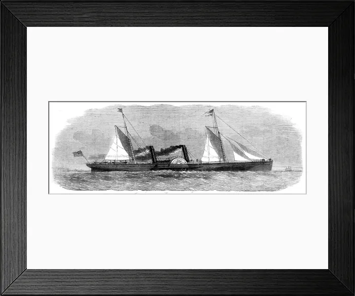 Framed Print : New steam-ship Giraffe for the Glasgow and Belfast Royal Mail line, 1860. Creator: Unknown. New steam-ship Giraffe for the Glasgow and Belfast Royal Mail line, 1860. Creator: Unknown