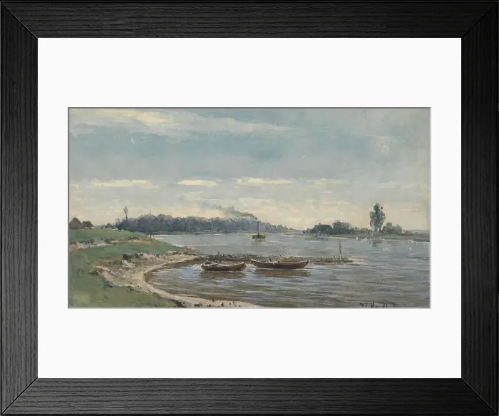 Framed Print : Dutch river view, 1847-1893. Creator: Pieter Louis Hoedt Framed Print : Dutch river view, 1847-1893. Creator: Pieter Louis Hoedt