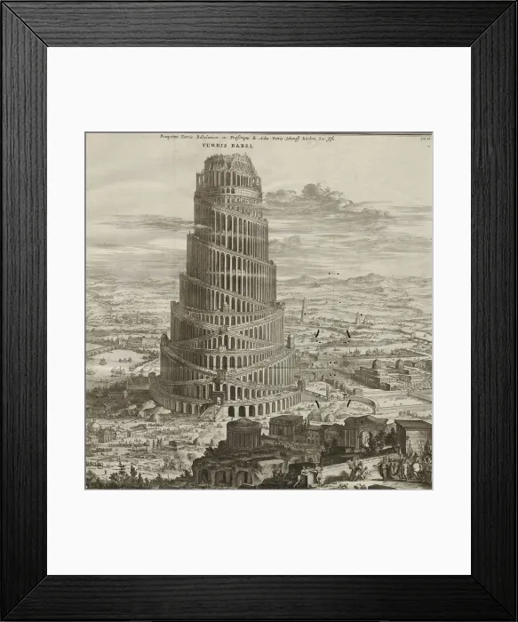 Framed Print : Illustration for the Turris Babel by Athanasius Kircher, 1679. Creator: Decker, Coenraet (1650-1685). Illustration for the Turris Babel by Athanasius Kircher, 1679. Creator: Decker, Coenraet (1650-1685) Framed Print : Illustration for the Turris Babel by Athanasius Kircher, 1679. Creator: Decker, Coenraet (1650-1685). Illustration for the Turris Babel by Athanasius Kircher, 1679. Creator: Decker, Coenraet (1650-1685)