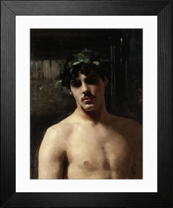 Framed Print : Man Wearing Laurels, between 1874 and 1880. Creator: John Singer Sargent Framed Print : Man Wearing Laurels, between 1874 and 1880. Creator: John Singer Sargent
