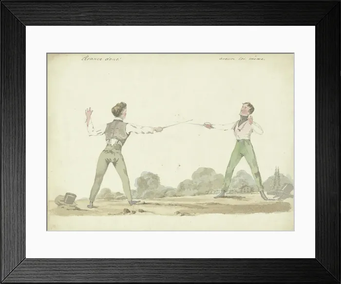 Framed Print : Dueling men, 1811-1873. Creator: Pieter van Loo Framed Print : Dueling men, 1811-1873. Creator: Pieter van Loo