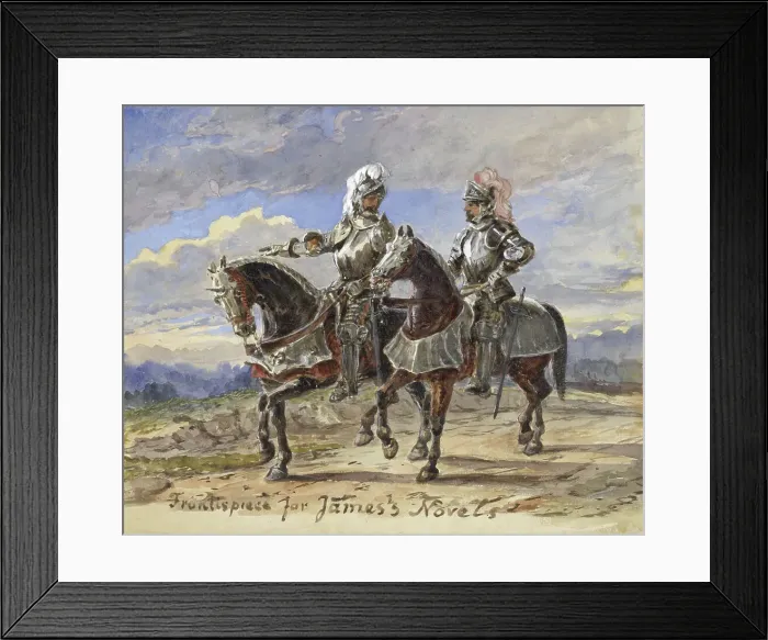 Framed Print : Two knights on horseback in a landscape, 1811-1873. Creator: Pieter van Loon Framed Print : Two knights on horseback in a landscape, 1811-1873. Creator: Pieter van Loon