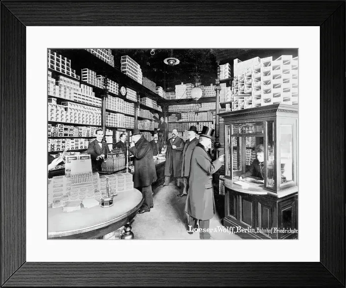 Framed Print : Loeser & Wolff, Banhof Friedrichstr. between 1901 and 1910. Creator: Unknown. Loeser & Wolff, Banhof Friedrichstr. between 1901 and 1910. Creator: Unknown Framed Print : Loeser & Wolff, Banhof Friedrichstr. between 1901 and 1910. Creator: Unknown. Loeser & Wolff, Banhof Friedrichstr. between 1901 and 1910. Creator: Unknown