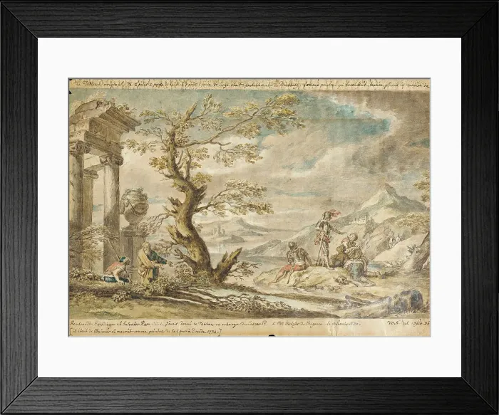 Framed Print : Landscape with Soldiers, 1836. Creator: John Wilhelm Nahl Framed Print : Landscape with Soldiers, 1836. Creator: John Wilhelm Nahl