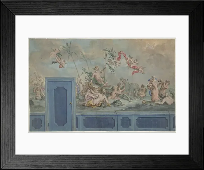 Framed Print : Design for a wall decoration with Neptune and entourage, 1751. Creator: Ruik Keyert Framed Print : Design for a wall decoration with Neptune and entourage, 1751. Creator: Ruik Keyert