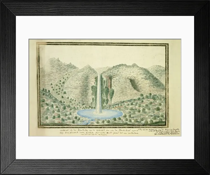 Framed Print : Waterfall at Drakenstein at the source of the Great Berg River, 1777-1786. Creator: Robert Jacob Gordon Framed Print : Waterfall at Drakenstein at the source of the Great Berg River, 1777-1786. Creator: Robert Jacob Gordon