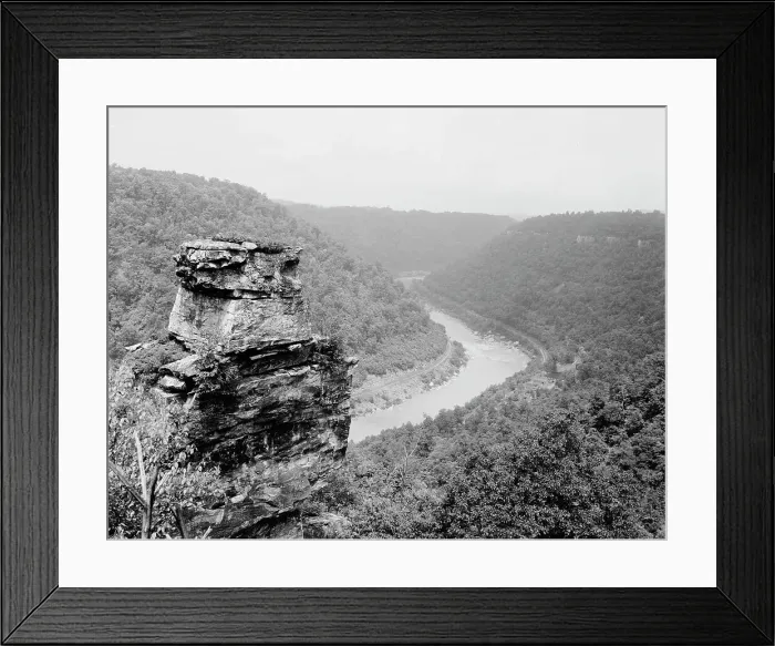 Framed Print : Chimney Rock and New River canyon near Fayette, W. Va. c.between 1910 and 1920. Creator: Unknown Framed Print : Chimney Rock and New River canyon near Fayette, W. Va. c.between 1910 and 1920. Creator: Unknown