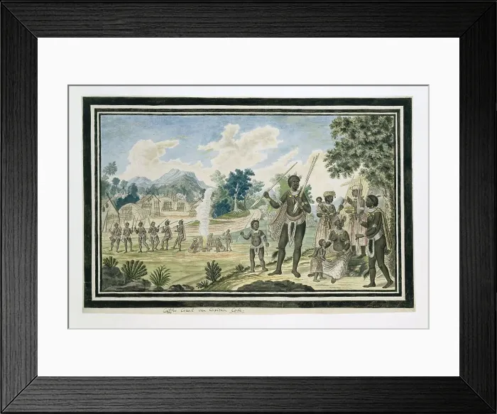 Framed Print : The kraal of Captain Coba (or Kobé), a chief of the Gqunukhwebe, 1777. Creator: Robert Jacob Gordon Framed Print : The kraal of Captain Coba (or Kobé), a chief of the Gqunukhwebe, 1777. Creator: Robert Jacob Gordon