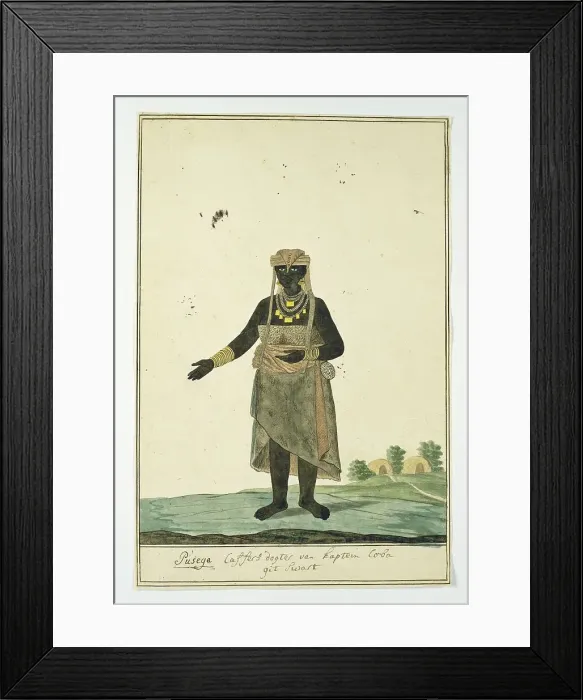 Framed Print : Pusega, daughter of Coba (or Kobé), a chief of the Gqunukhwebe tribe, 1778. Creator: Robert Jacob Gordon Framed Print : Pusega, daughter of Coba (or Kobé), a chief of the Gqunukhwebe tribe, 1778. Creator: Robert Jacob Gordon