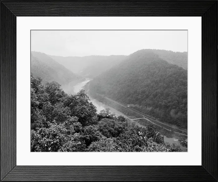 Framed Print : New River canyon, east from Fayette, W. Va. c.between 1910 and 1920. Creator: Unknown Framed Print : New River canyon, east from Fayette, W. Va. c.between 1910 and 1920. Creator: Unknown
