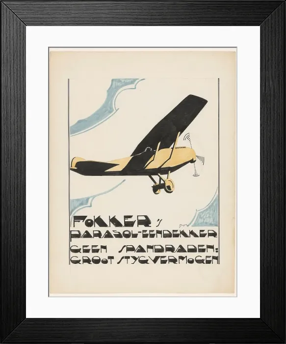 Framed Print : Fokker's parasol monoplane. No tension wires: great styg [?] capacity, 1919-1945. Creator: Reijer Stolk