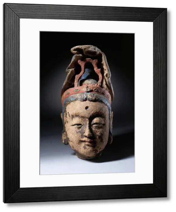 Framed Print : Head of a Bodhisattva, Probably Avalokitésvara (Guanyin), the Bodhisattva... between c.1450-c.1550. Creator: Unknown