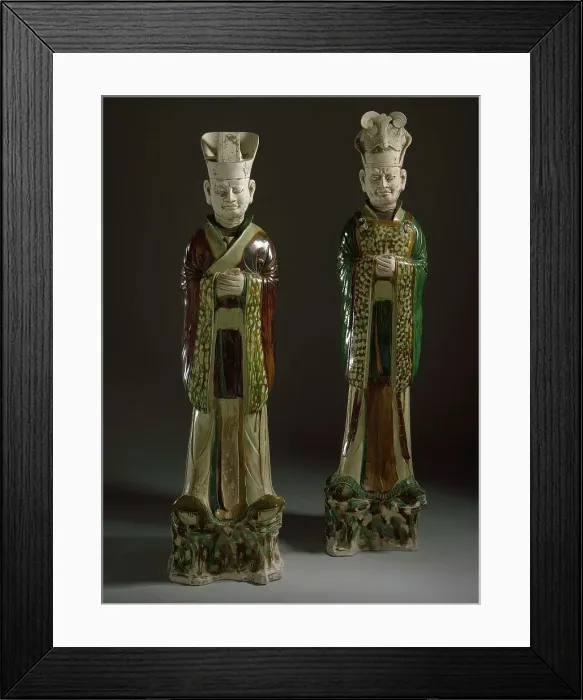 Framed Print : Funerary Sculpture of a Pair of Officials, between c.700 and c.800. Creator: Unknown Framed Print : Funerary Sculpture of a Pair of Officials, between c.700 and c.800. Creator: Unknown