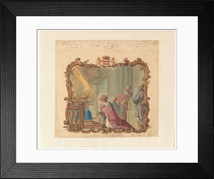 Framed Print : King Solomon in prayer to God (Kings I, vs. 8). c.1719-c.1775. Creator: Ruik Keyert Framed Print : King Solomon in prayer to God (Kings I, vs. 8). c.1719-c.1775. Creator: Ruik Keyert